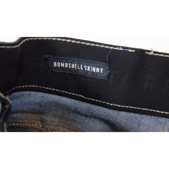 Torrid Bombshell Skinny Jeans Womens Size 16R Dark Wash Denim Distressed Blue - Picture 7 of 10